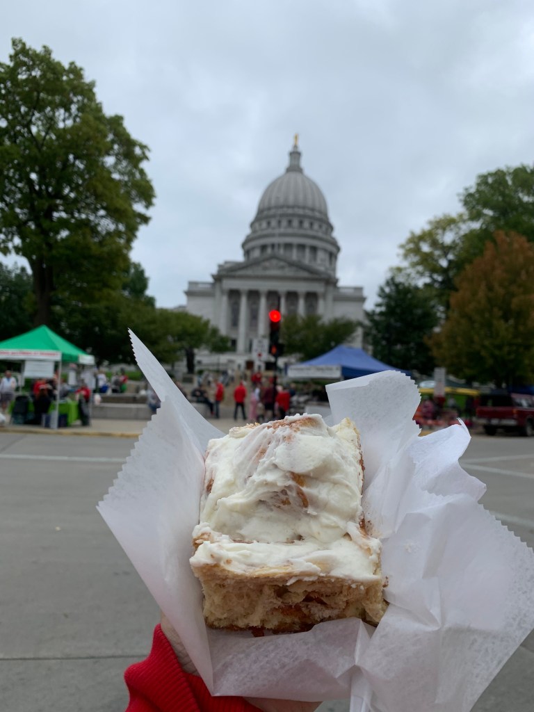 cinnamon roll at madison capitol building